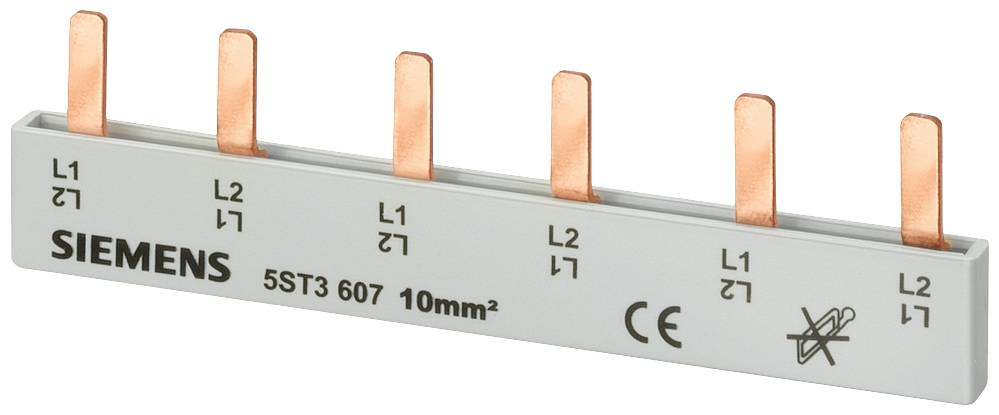 Siemens 5ST3606 Szyna zbiorcza pinowa, 10 mm² Podłączenie: 2x 2-fazowe, odporne na dotyk Szyna zbiorcza wtykana 10 szt. - obrazek 1