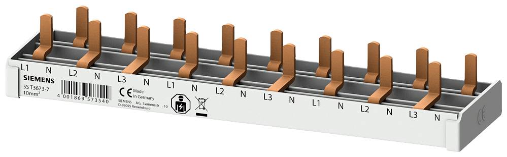 Siemens 5ST36737 Kompaktowa szyna pin-on, połączenie 10mm² 3p/N 9x kompaktowa jednostka 1 TE Szyna zbiorcza wtykana 1 sz - obrazek 1