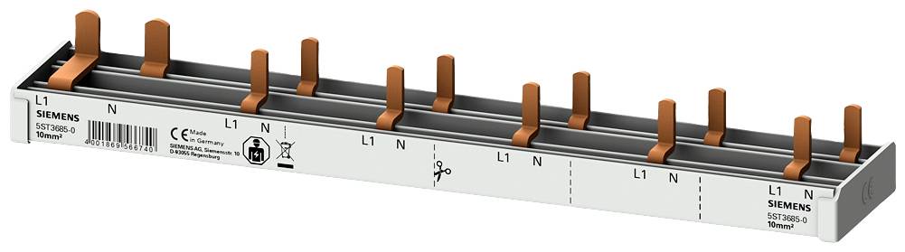 Siemens 5ST36850 Kompaktowa tablica korkowa, 10 mm² Podłączenie: 2-biegunowe (L i Amp, N) 1x 2-biegunowy wyłącznik różni - obrazek 1