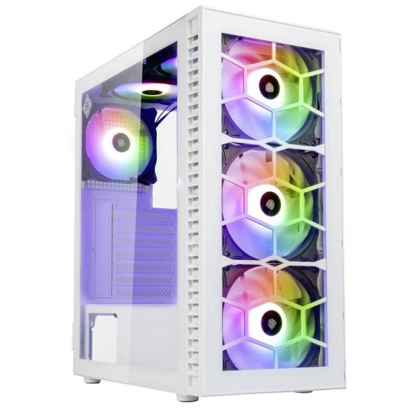 Kolink Observatory HF Glass Midi Tower Obudowa do komputera biały z 2 wentylatorami LED, z 4 wentylatorami LED