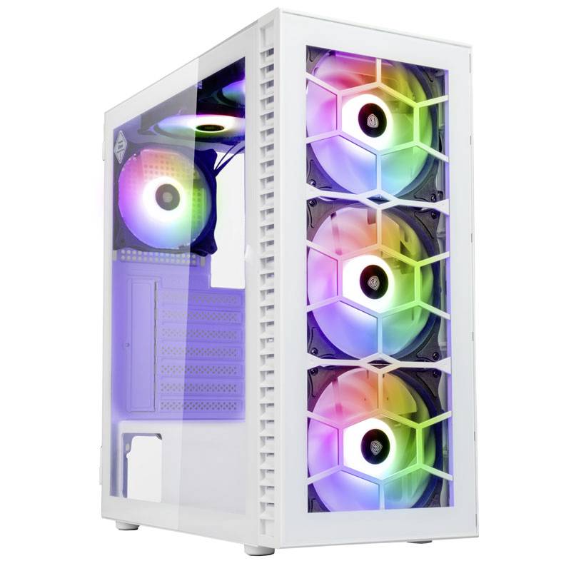 Kolink Observatory HF Glass Midi Tower Obudowa do komputera biały z 2 wentylatorami LED, z 4 wentylatorami LED - obrazek 1