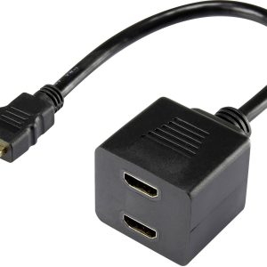 Rozdzielacz, adapter Y HDMI Renkforce RF-4212177, [1x złącze męskie HDMI – 2x złącze żeńskie HDMI], styki pozłacane