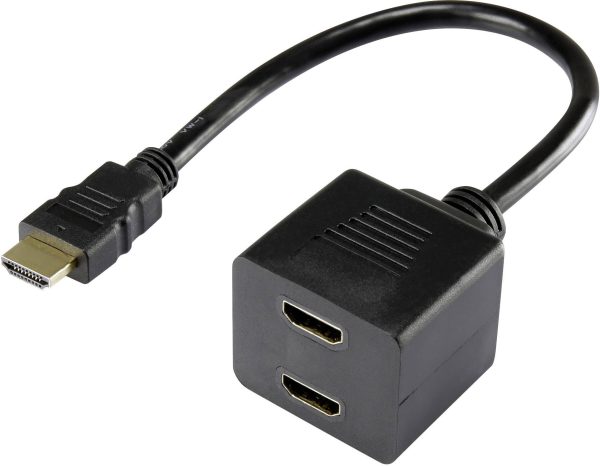 Rozdzielacz, adapter Y HDMI Renkforce RF-4212177, [1x złącze męskie HDMI – 2x złącze żeńskie HDMI], styki pozłacane