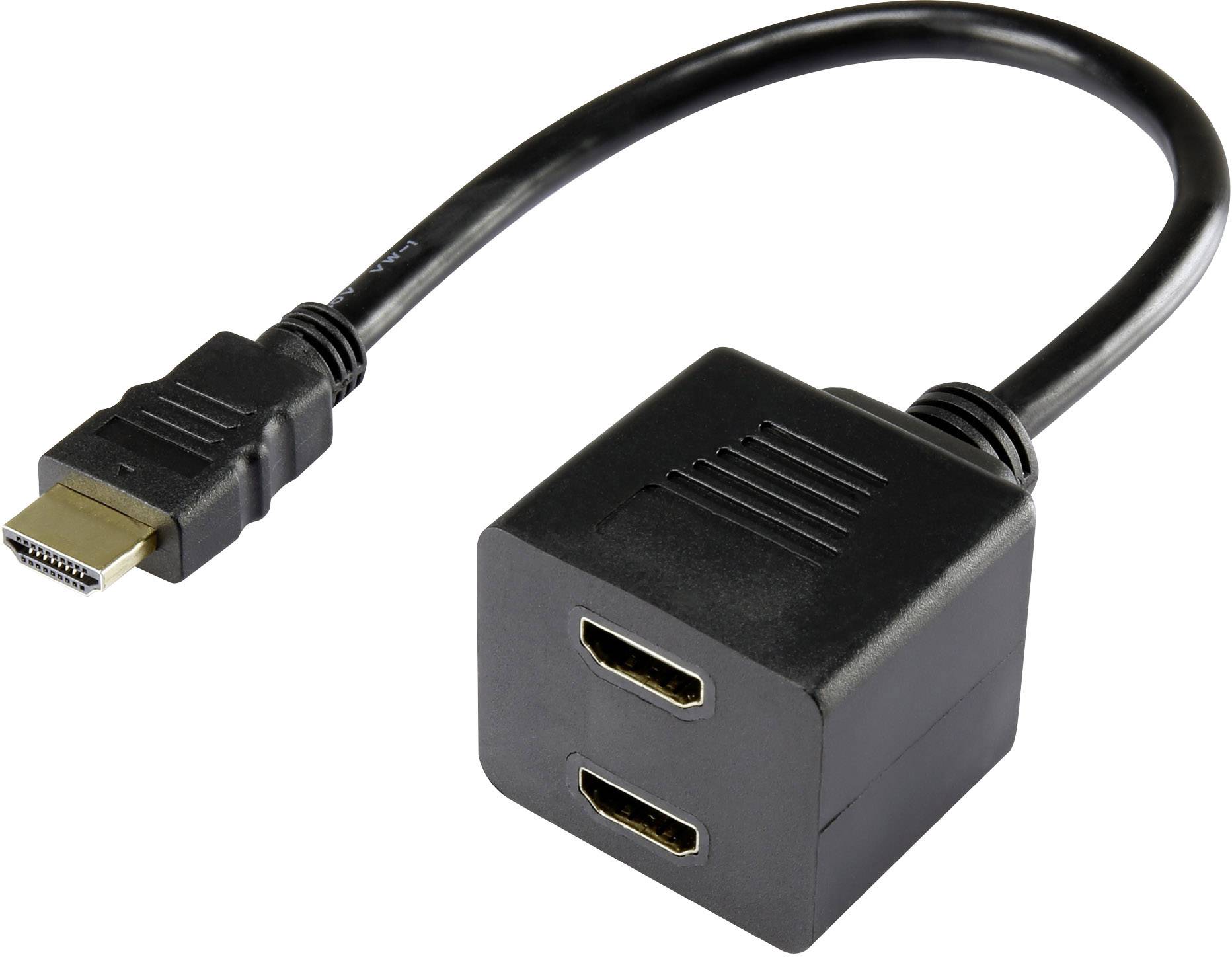 Rozdzielacz, adapter Y HDMI Renkforce RF-4212177, [1x złącze męskie HDMI - 2x złącze żeńskie HDMI], styki pozłacane - obrazek 1