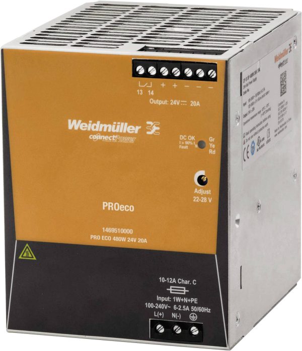 Weidmüller 1469510000 Zasilacz na szynę DIN 24 V/DC 20 A 480 W Ilość wyjść:1 x Opis 1 szt.