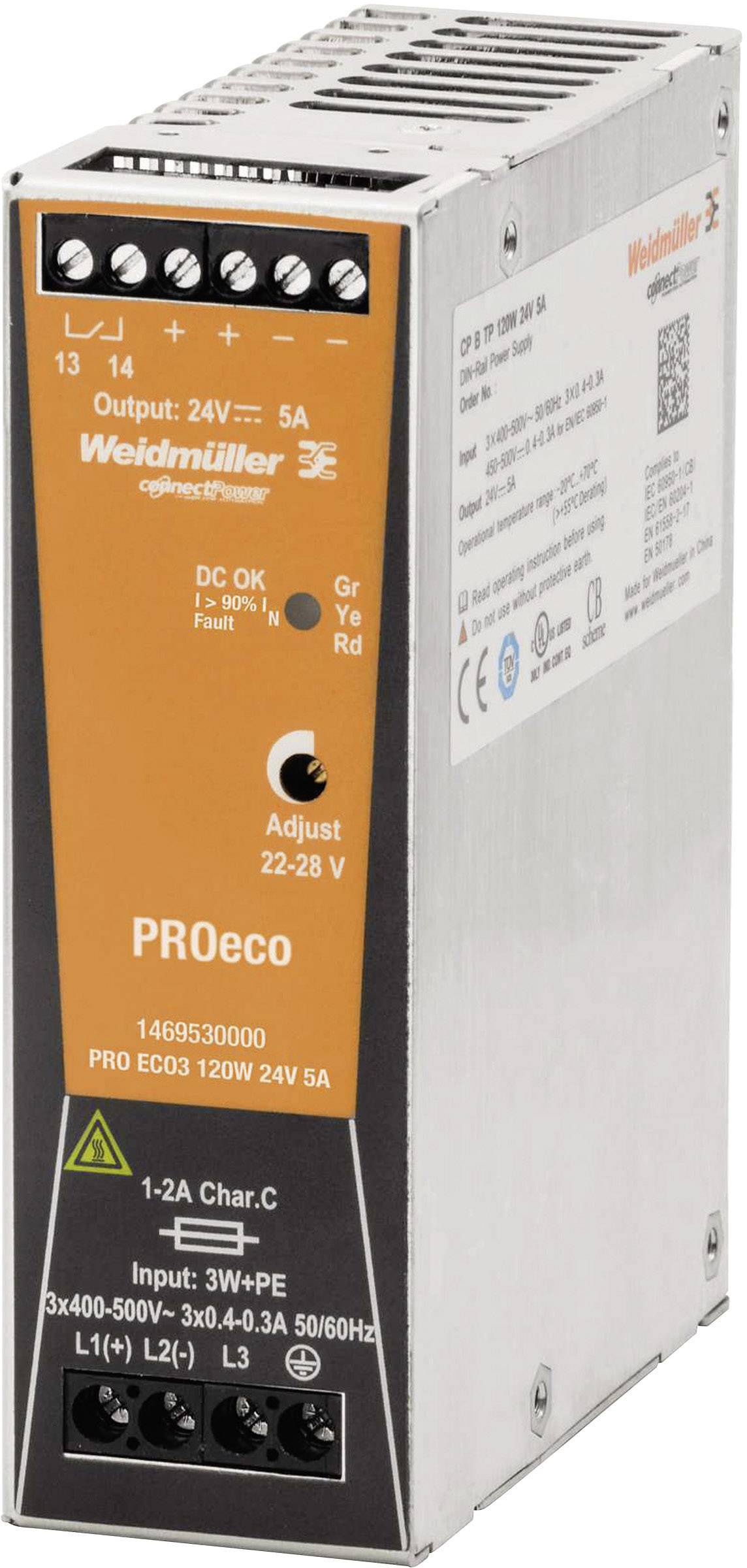 Weidmüller 1469530000 Zasilacz na szynę DIN 24 V/DC 5 A 120 W Ilość wyjść:1 x Opis 1 szt. - obrazek 1