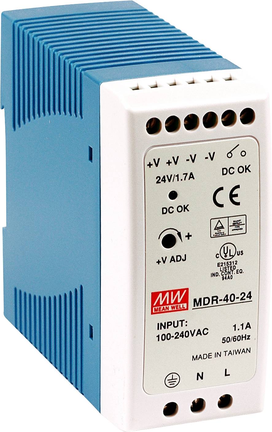 Zasilacz na szynę DIN MEAN WELL MDR-40-48, 48 V/DC, 0.83 A, 40 W - obrazek 1