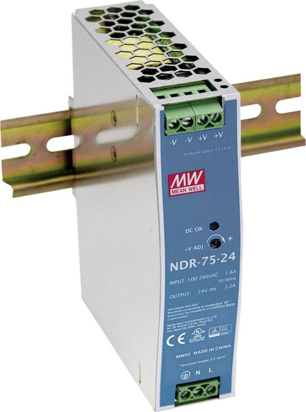 Zasilacz na szynę DIN MEAN WELL NDR-75-48, 48 V/DC, 1.6 A, 75 W