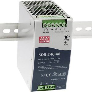 Zasilacz na szynę DIN MEAN WELL SDR-240-24, 24 V/DC, 10 A, 240 W Zasilacz na szynę DIN MEAN WELL SDR-240-24, 24 V/DC, 10 A, 240 W