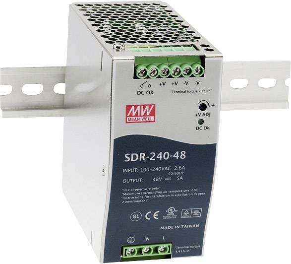 Zasilacz na szynę DIN MEAN WELL SDR-240-24, 24 V/DC, 10 A, 240 W - obrazek 1