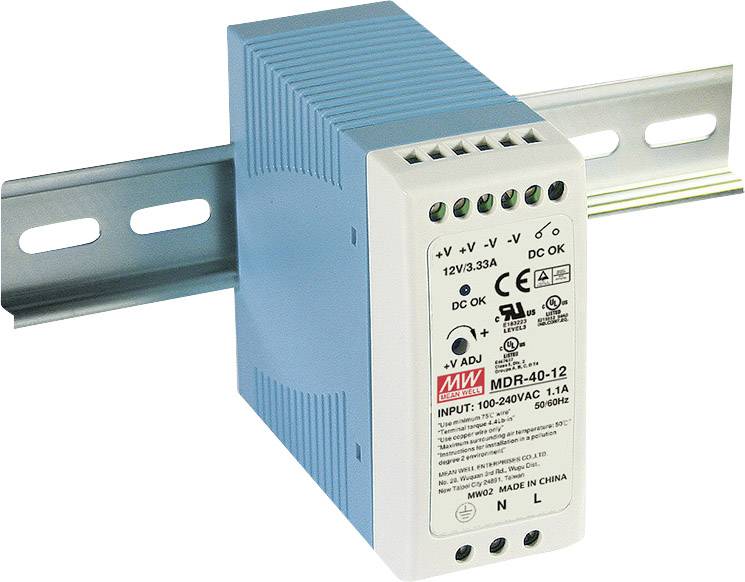 Zasilacz na szynę DIN MEAN WELL MDR-40-12, 12 V/DC, 3.33 A, 40 W - obrazek 1