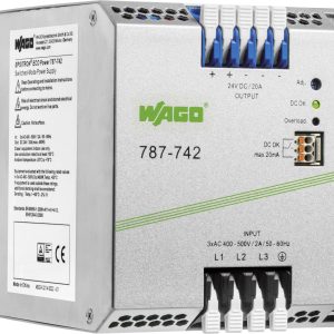 Zasilacz na szynę DIN WAGO 787-742, 24 V/DC, 20 A, 480 W Zasilacz na szynę DIN WAGO 787-742, 24 V/DC, 20 A, 480 W