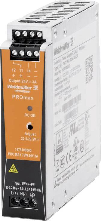 Weidmüller 1478100000 Zasilacz na szynę DIN 24 V/DC 3 A 72 W Opis 1 szt. - obrazek 1