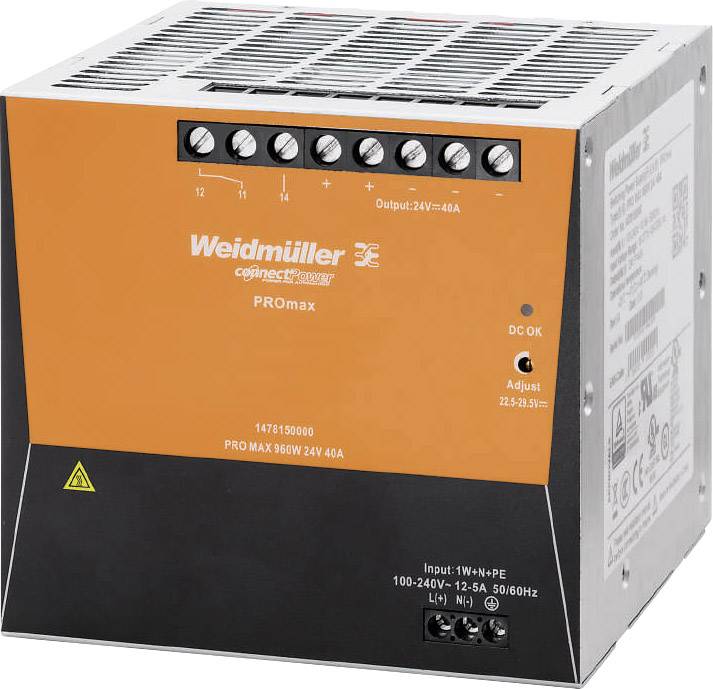 Weidmüller 1478150000 Zasilacz na szynę DIN 24 V/DC 40 A 960 W Opis 1 szt. - obrazek 1
