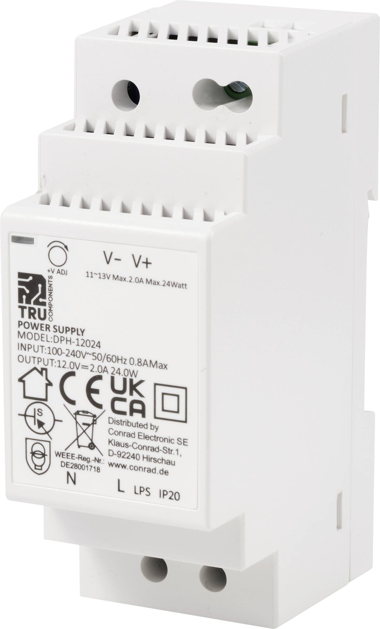 TRU COMPONENTS TC-10580808 Zasilacz na szynę DIN 12 V/DC 2 A 24 W Ilość wyjść:1 x Opis 1 szt. - obrazek 1