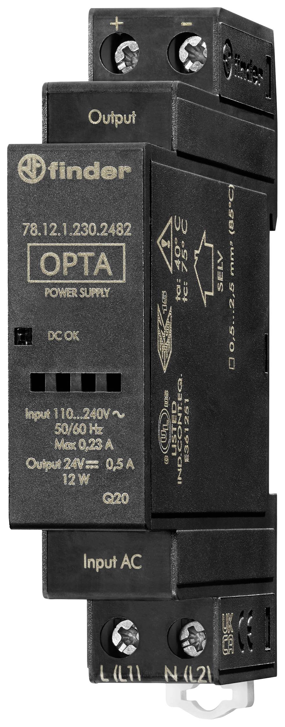 Finder 78.12.1.230.2482 Zasilacz na szynę DIN 24 V/DC 0.63 A 12 W Opis 1 szt. - obrazek 1