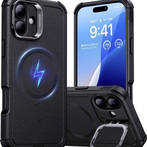 ESR Cyber Tough HaloLock Case + Stash Stand Futerał backcase Apple iPhone 16 Plus czarny Kompatybilny z MagSafe 1A764010 ESR Cyber Tough HaloLock Case + Stash Stand Futerał backcase Apple iPhone 16 Plus czarny Kompatybilny z MagSafe 1A764010