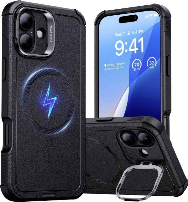 ESR Cyber Tough HaloLock Case + Stash Stand Futerał backcase Apple iPhone 16 Plus czarny Kompatybilny z MagSafe 1A764010