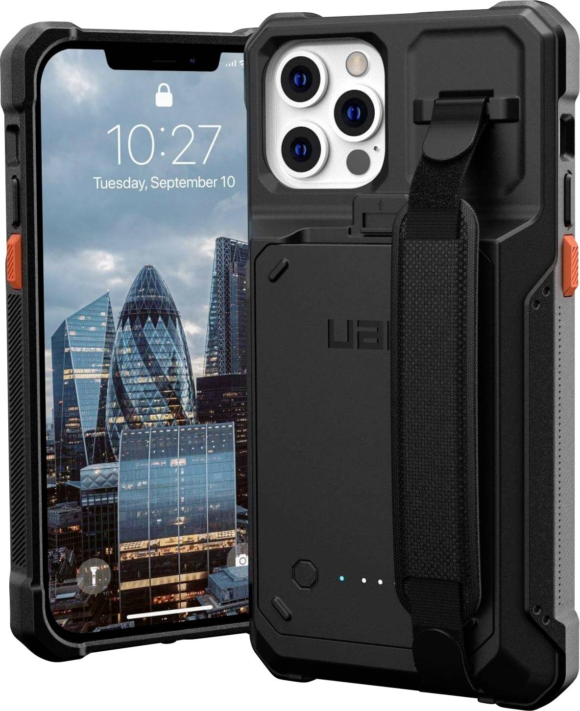 Urban Armor Gear Gear Workflow Etui na zasilacz Apple iPhone 15 czarny Ładowarka indukcyjna, Zintegrowana bateria, Z pas - obrazek 1