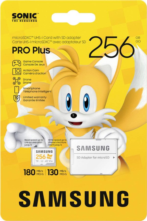Samsung Sonic Edition – „Tails” microSDXC Produkt nowy 256 GB A2 Application Performance Class, v30 Video Speed Class, U