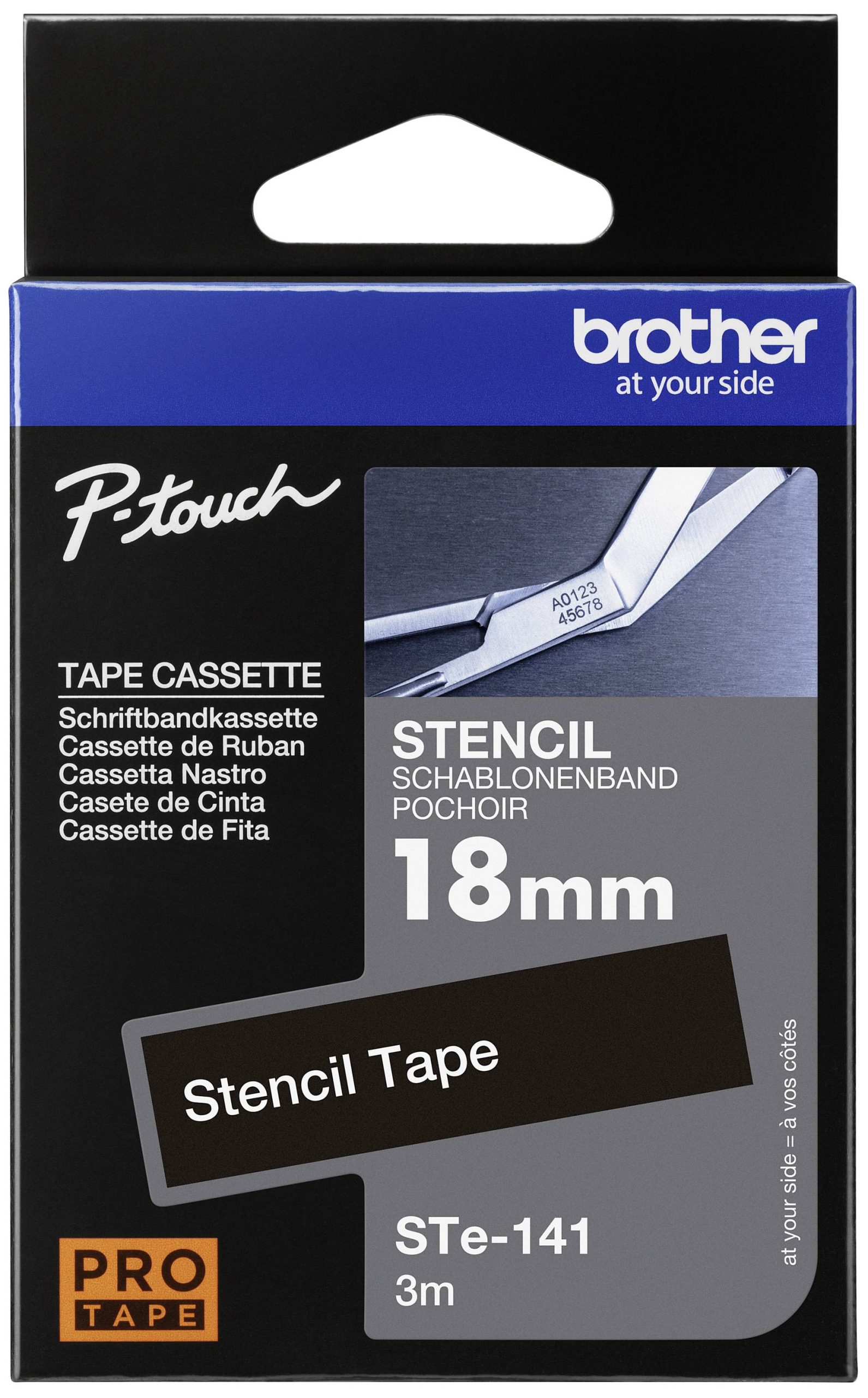 Brother STe STe-141 Kolor taśmy: przeźroczysty Kolor nadruku:biały 18 mm 3 m - obrazek 1
