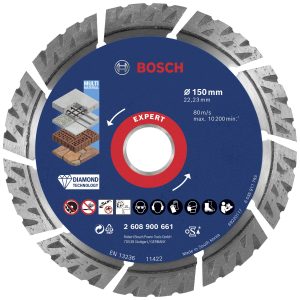 Bosch Accessories 2608900661 EXPERT MultiMaterial Tarcza tnąca diamentowa Średnica 150 mm Średnica otworu 22.23 mm kamie Bosch Accessories 2608900661 EXPERT MultiMaterial Tarcza tnąca diamentowa Średnica 150 mm Średnica otworu 22.23 mm kamie