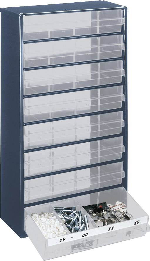 raaco 1208-03 Szafka z szufladami (D x S x W) 306 x 150 x 552 mm Ilość przegród: 8 zmienny podział sztuka Opis 1 szt.