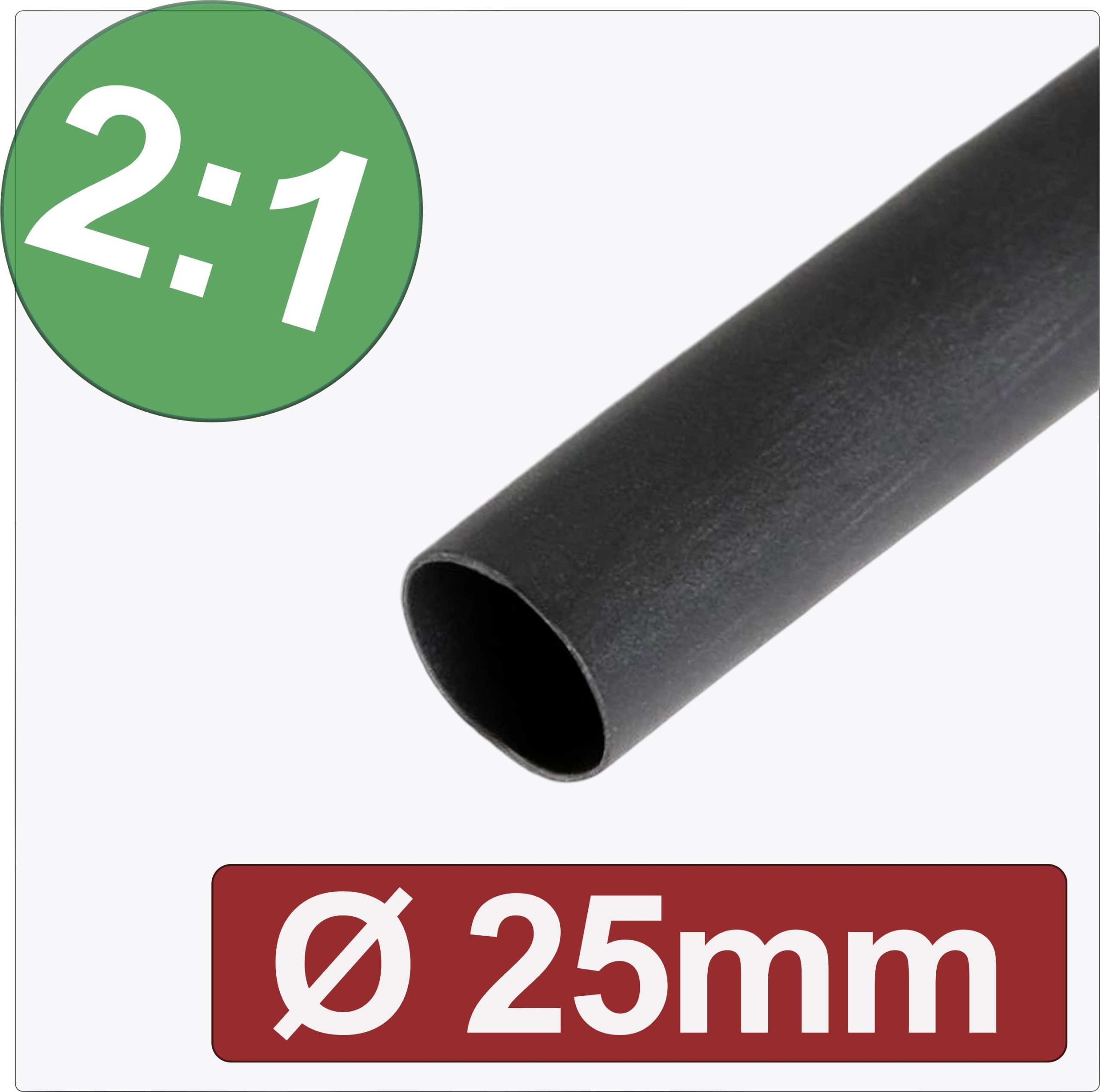 Quadrios 24CA272 Rurka termokurczliwa bez kleju czarny 25 mm 12.50 mm Współczynnik skurczu:2:1 Produkty w metrach bieżąc - obrazek 1
