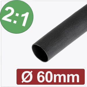 Quadrios 24CA277 Rurka termokurczliwa bez kleju czarny 60 mm 30 mm Współczynnik skurczu:2:1 Produkty w metrach bieżących