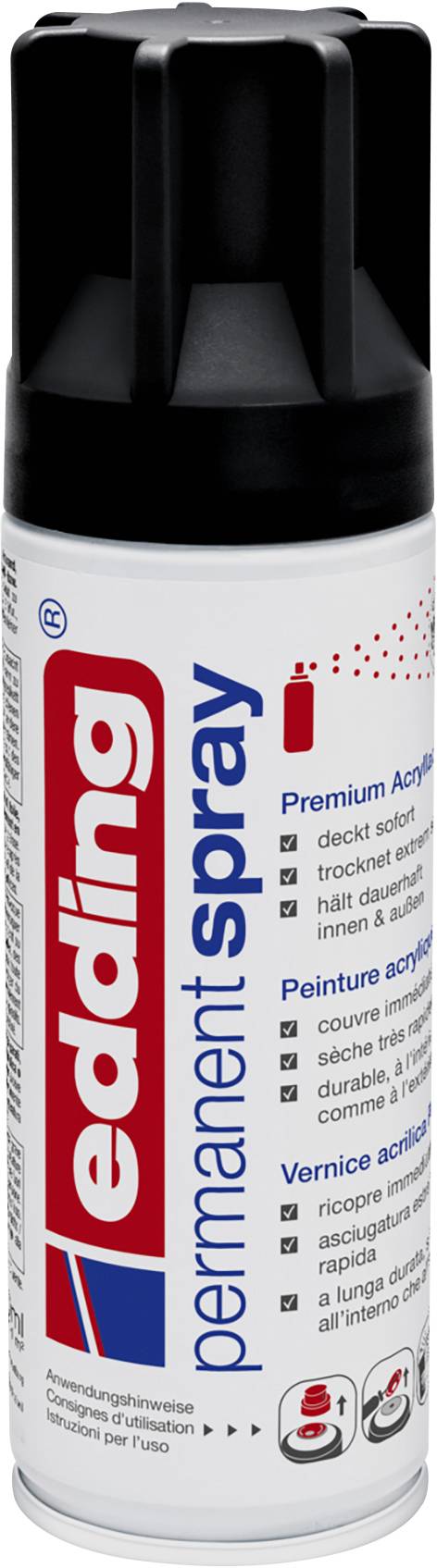 Edding spray 5200 Kolor: Głęboka czarna, matowa, półmatowa, RAL 9005 Edding 4-5200901 200 ml - obrazek 1