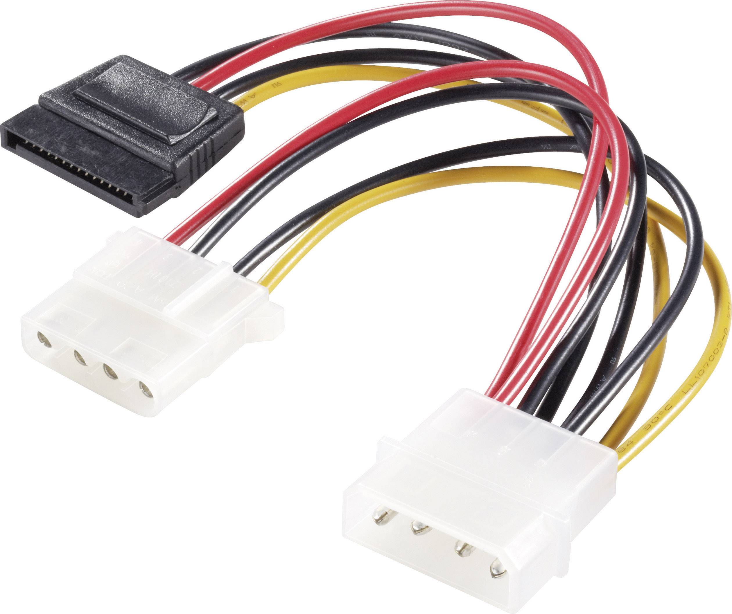 adapter Y SATA Renkforce RF-2926428[1x złącze męskie IDE 4-pin - 1x złącze żeńskie zasilania SATA, złącze żeńskie IDE 4- - obrazek 1