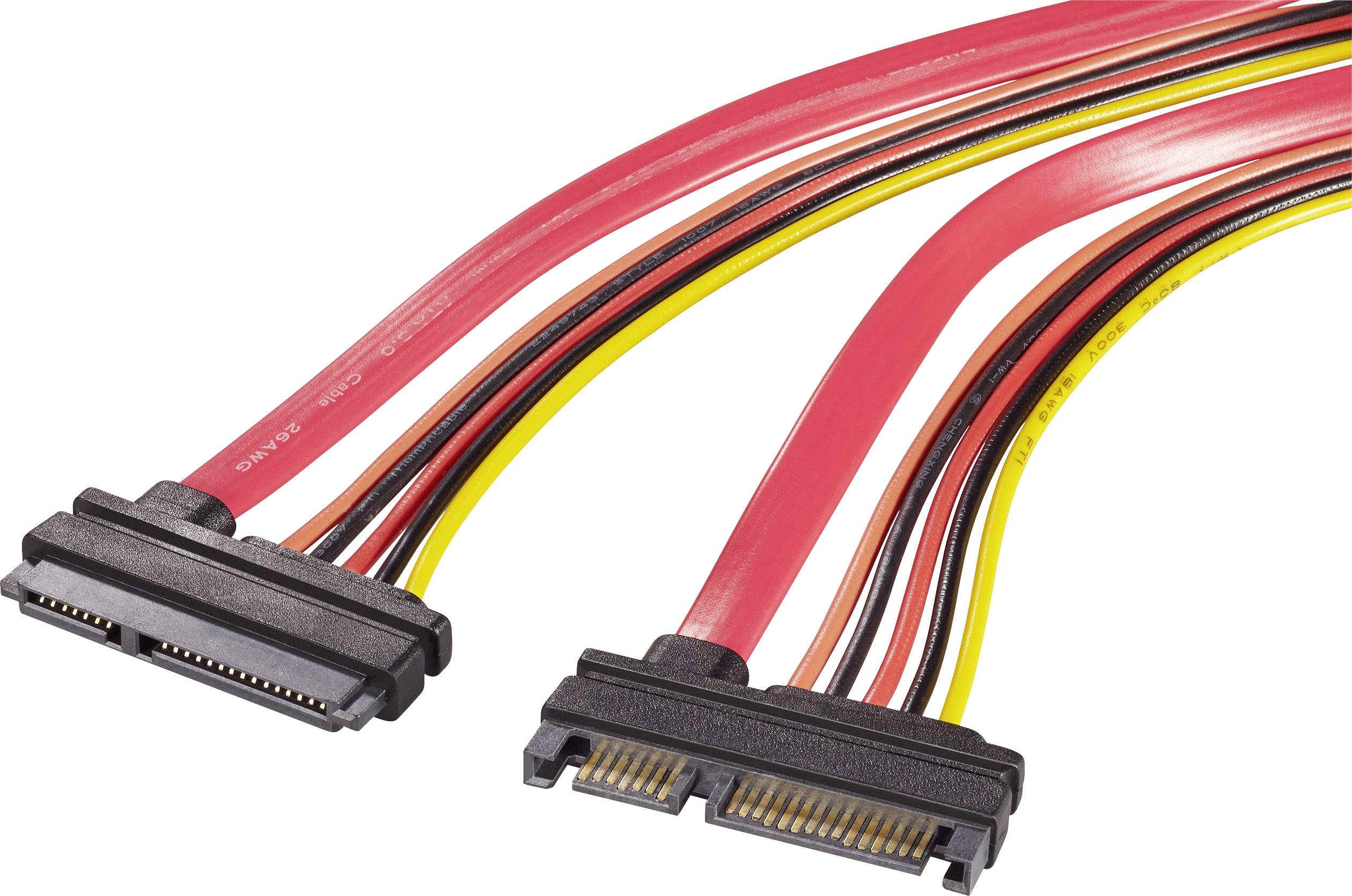 przedłużacz SATA Renkforce RF-4174578[1x złącze męskie SATA 15+7-pin - 1x złącze żeńskie SATA 15+7-pin], 0.50 m - obrazek 1