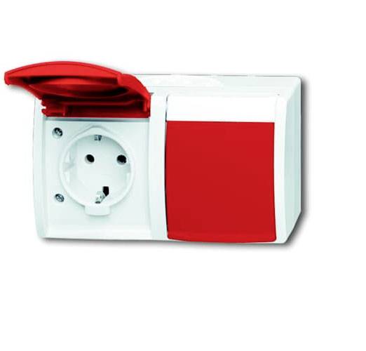 ABB 2CKA002084A0713 Gniazdo wtykowe ze stykiem ochronnym z pokrywką IP44 rubinowy czerwony, czerwony
