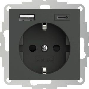 2USB 2U-449542 Gniazdo wtykowe ze stykiem ochronnym z wyjściem ładowania USB, zabezpieczenie przed dziećmi, VDE IP20 ant