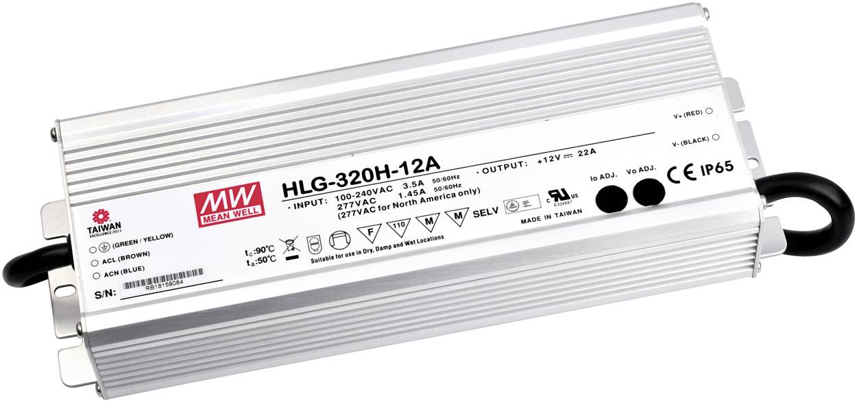 MEAN WELL HLG-320H-24B Sterownik LED, Transformator LED Stałonapięciowy, Stałonaprądowy 320 W 13.3 A 12 - 24 V/DC Ściemn - obrazek 1