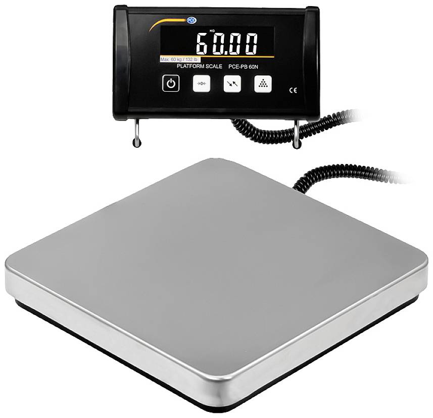 PCE Instruments Waga platformowa PCE-PB 60N Zakres pomiaru maks. 75 kg Podziałka 20 g bateryjne, z sieci elektrycznej, p - obrazek 1