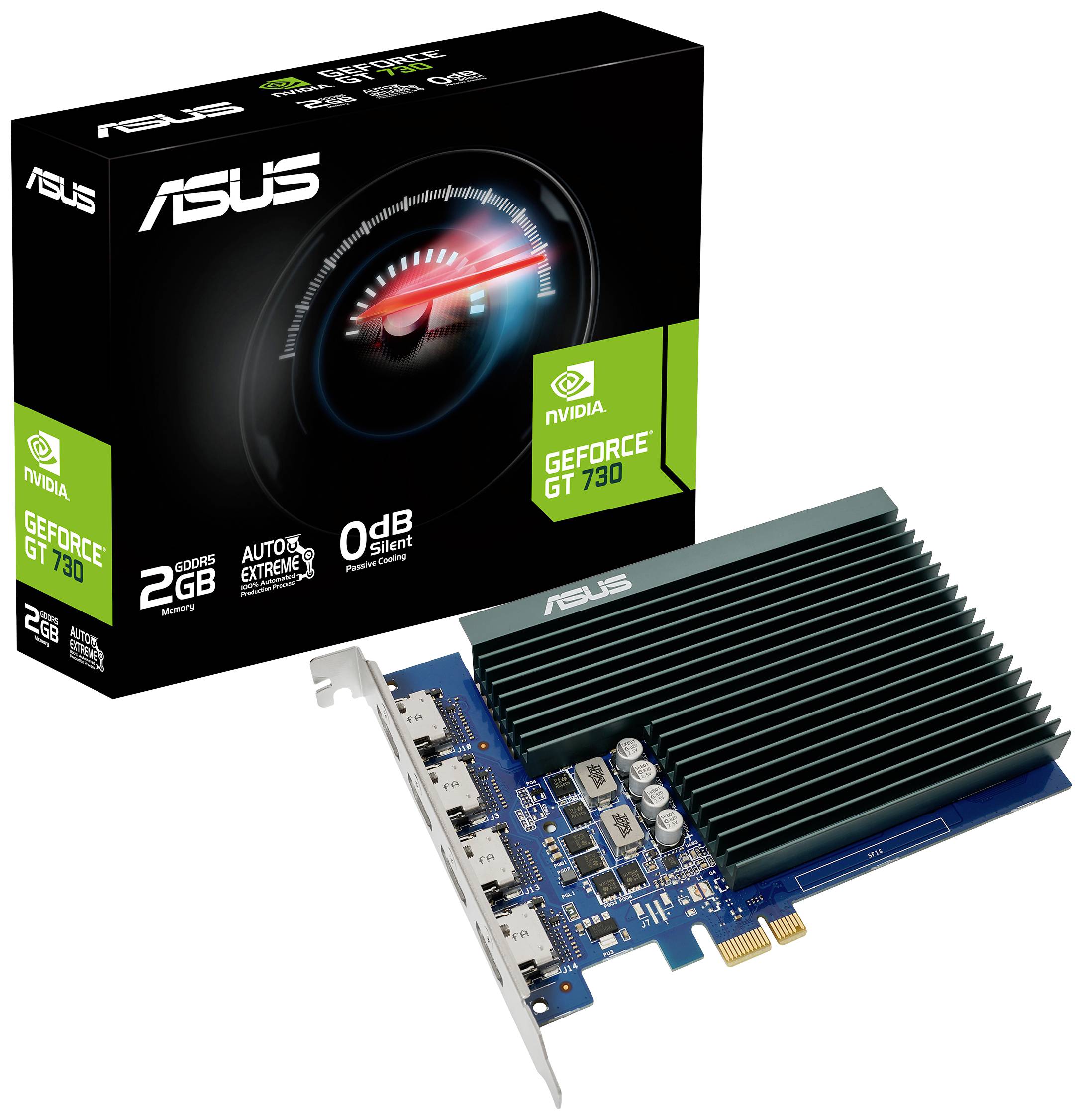 Asus Karta graficzna Nvidia GeForce GT730 2 GB GDDR5-RAM PCIe x1 HDMI Pasywne chłodzenie - obrazek 1