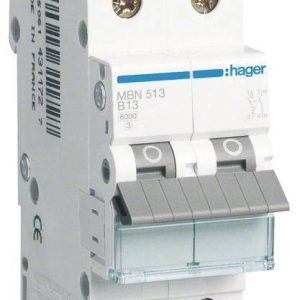 Hager MBN513 Wyłącznik automatyczny 2 styki 13 A 230 V Hager MBN513 Wyłącznik automatyczny 2 styki 13 A 230 V
