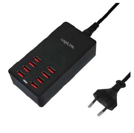 LogiLink PA0140 Stacja ładowania USB 44 W 8x USB-A czarny dom Auto-Detect
