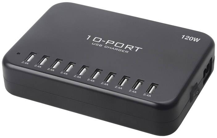 LVSUN 120W Smart 10-Port Stacja ładowania USB 120 W 10x USB-A czarny dom - obrazek 1