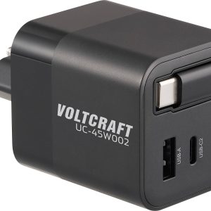 VOLTCRAFT UC-45W002 Ładowarka USB 45 W 1x USB-A, 2x USB-C® Power Delivery czarny dom GaN, USB Power Delivery (USB-PD), S VOLTCRAFT UC-45W002 Ładowarka USB 45 W 1x USB-A, 2x USB-C® Power Delivery czarny dom GaN, USB Power Delivery (USB-PD), S