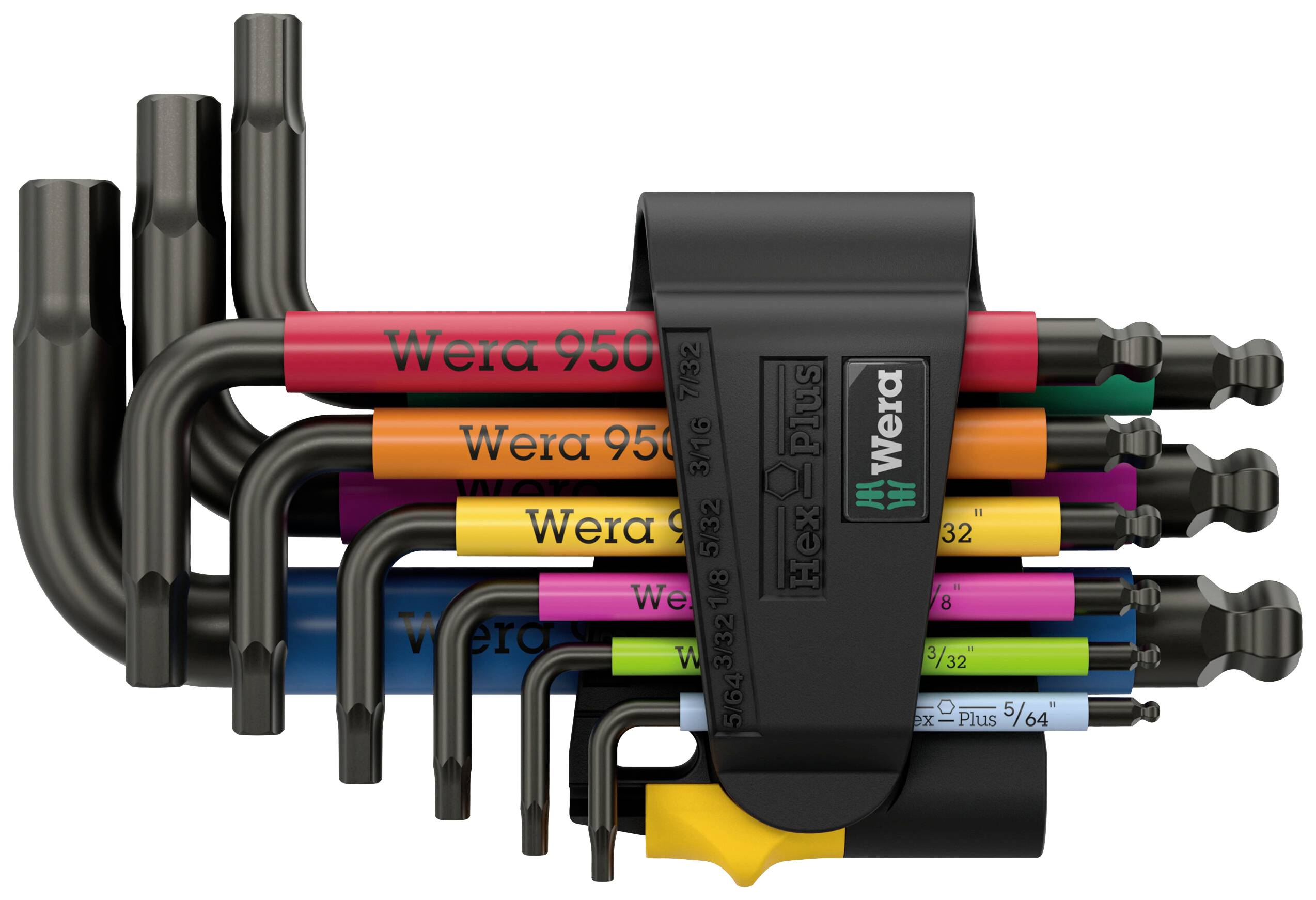 Wera 950/9 Hex-Plus Multicolour Imperial 3 wewnętrzny sześciokąt Zestaw kluczy trzpieniowych 5/64 cal, 3/32 cal, 1/8 cal - obrazek 1