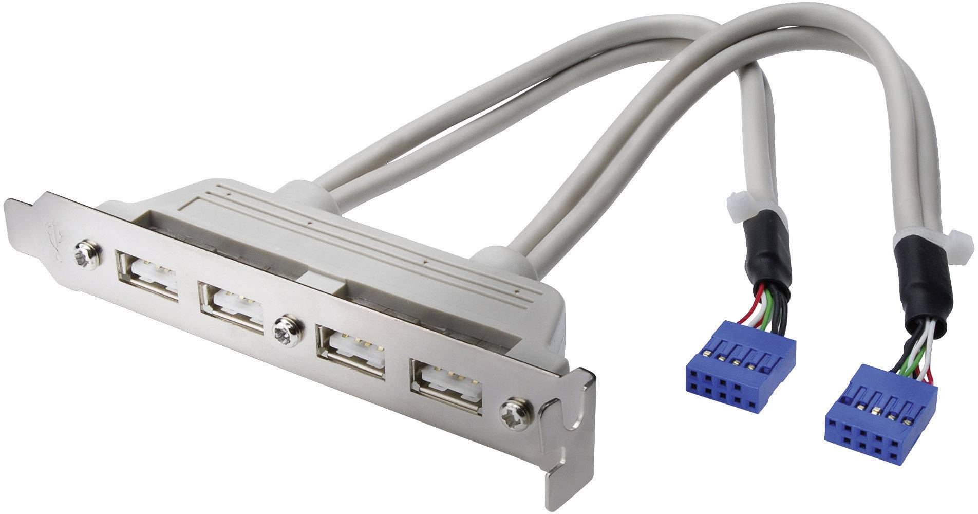 Digitus USB 2.0 adapter [4x złącze żeńskie USB 2.0 10-pin - 2x złącze żeńskie USB-A 2.0] DIGITUS - USB-Slotblechkabel 20 - obrazek 1