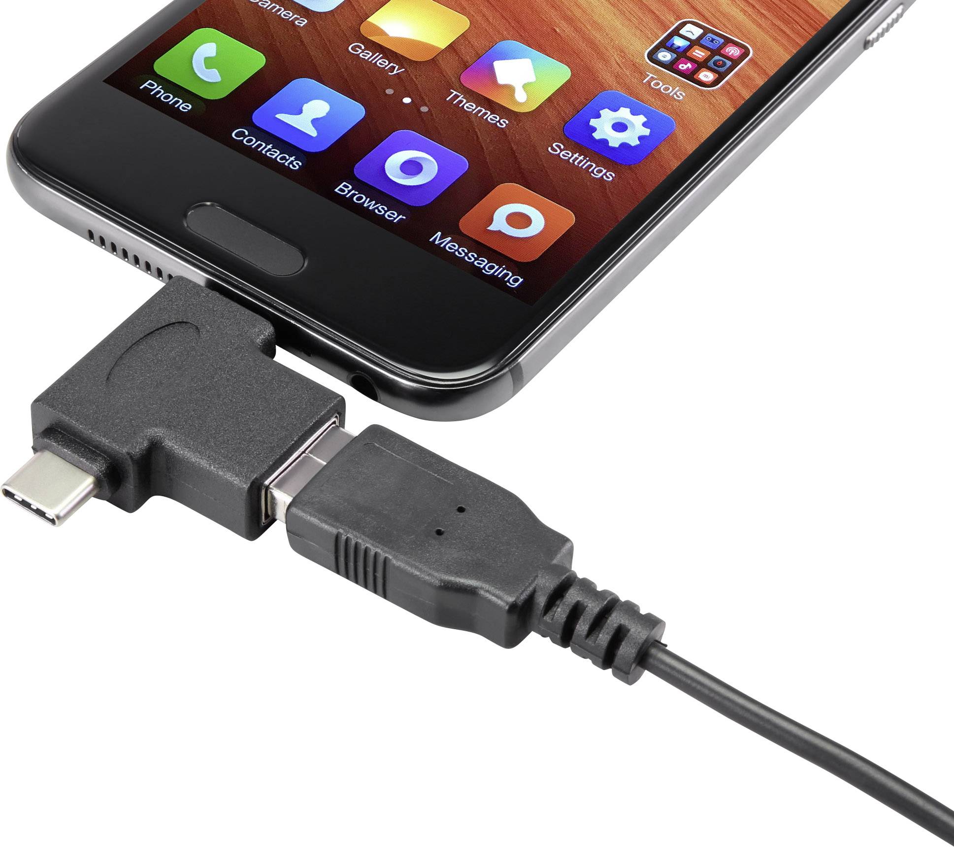 Renkforce USB 3.2 Gen 1 (USB 3.0) adapter [1x złącze męskie USB-C, złącze męskie Micro-B USB 2.0 - 1x złącze żeńskie USB - obrazek 1