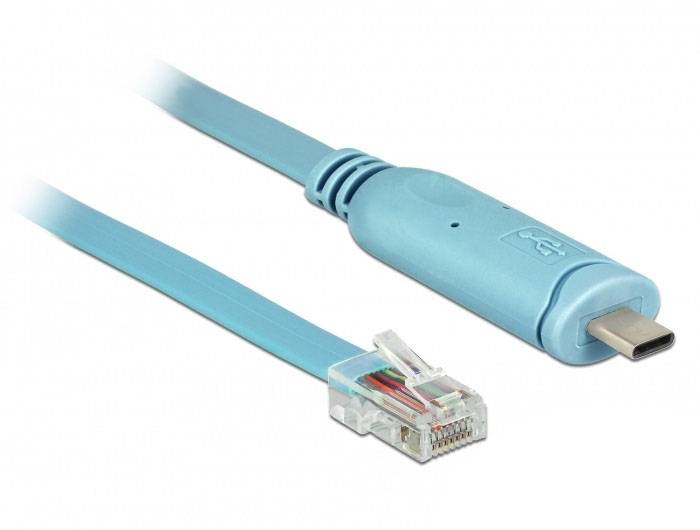 Delock USB 2.0 adapter [1x złącze męskie USB-C 2.0 - 1x złącze męskie RJ45] 63914 3 m do portu konsoli (router / switch) - obrazek 1