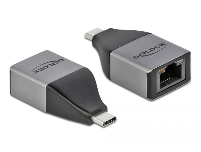 Delock USB 2.0 adapter [1x złącze męskie USB-C - 1x złącze żeńskie RJ45] 64118 - obrazek 1