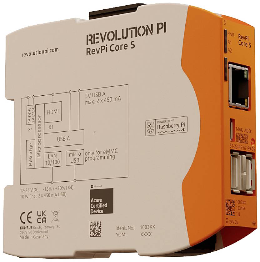 Moduł sterujący PLC Revolution Pi by Kunbus RevPi Core S 8 GB PR100359 24 V/DC - obrazek 1