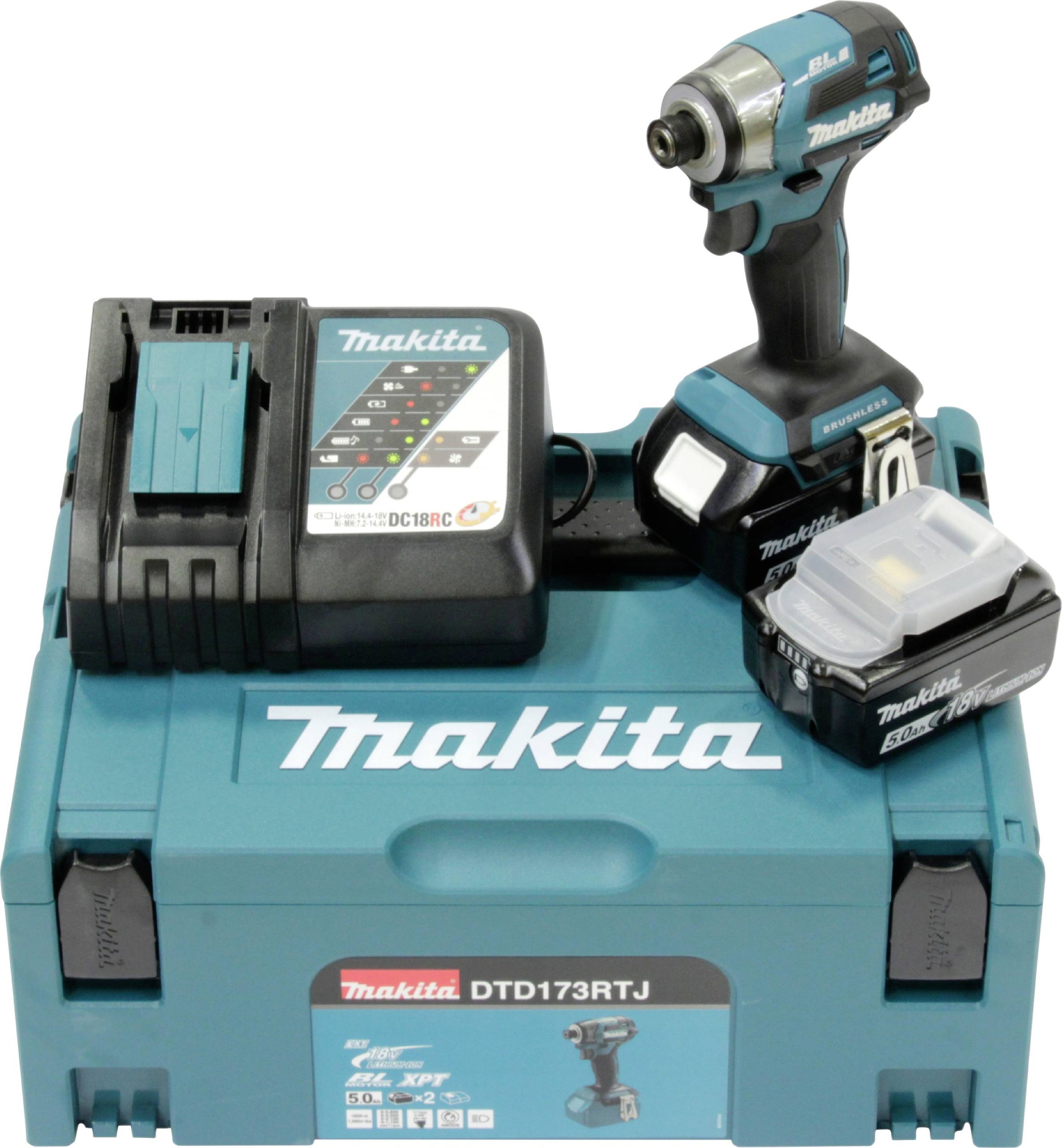 Makita DTD173RTJ DTD173RTJ Wkrętarka udarowa akumulatorowa 180 Nm 18 V Ilość dołączonych baterii 2 5.0 Ah Li-Ion - obrazek 1