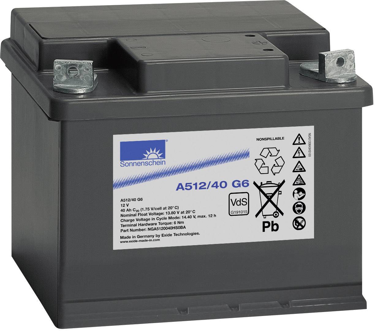 Akumulator ołowiowy GNB Sonnenschein A512/40 G6 NGA5120040HS0BA, ołowiowo żelowe, 12 V, 40 Ah - obrazek 1