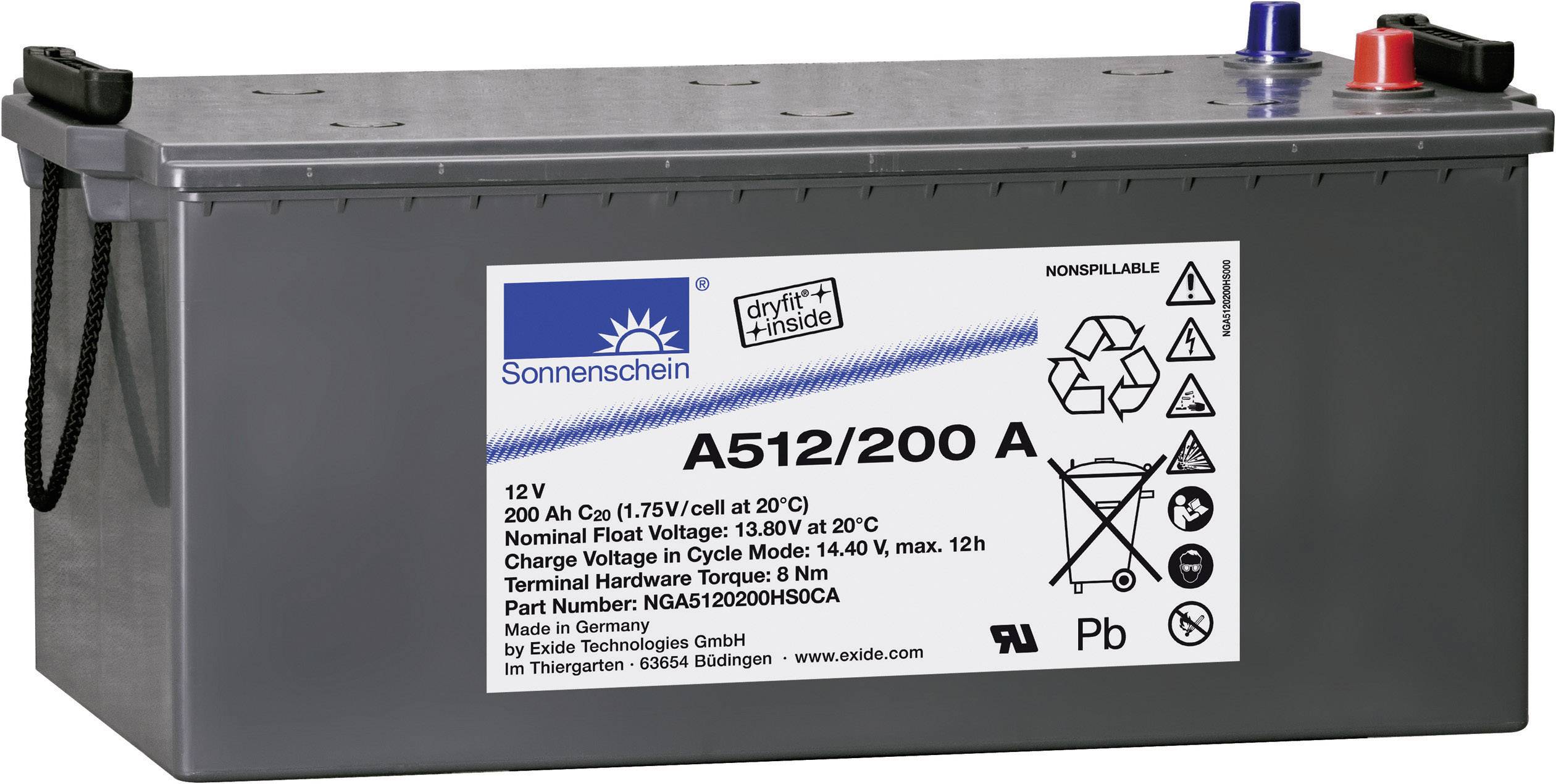 Akumulator ołowiowy GNB Sonnenschein A512/200 A NGA5120200HS0CA, ołowiowo żelowe, 12 V, 200 Ah - obrazek 1